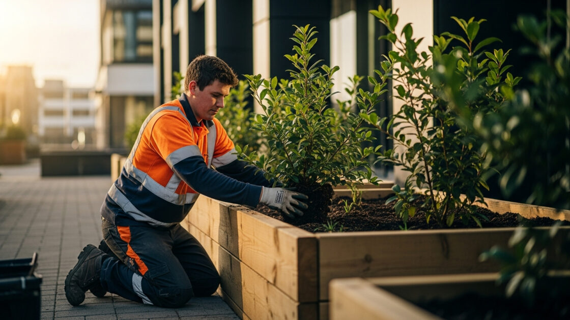 Hedingham contracts groundwork planting a raised bed.